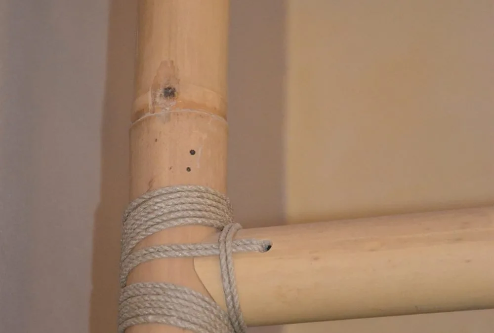 Assemblage de bambous de construction ligaturé