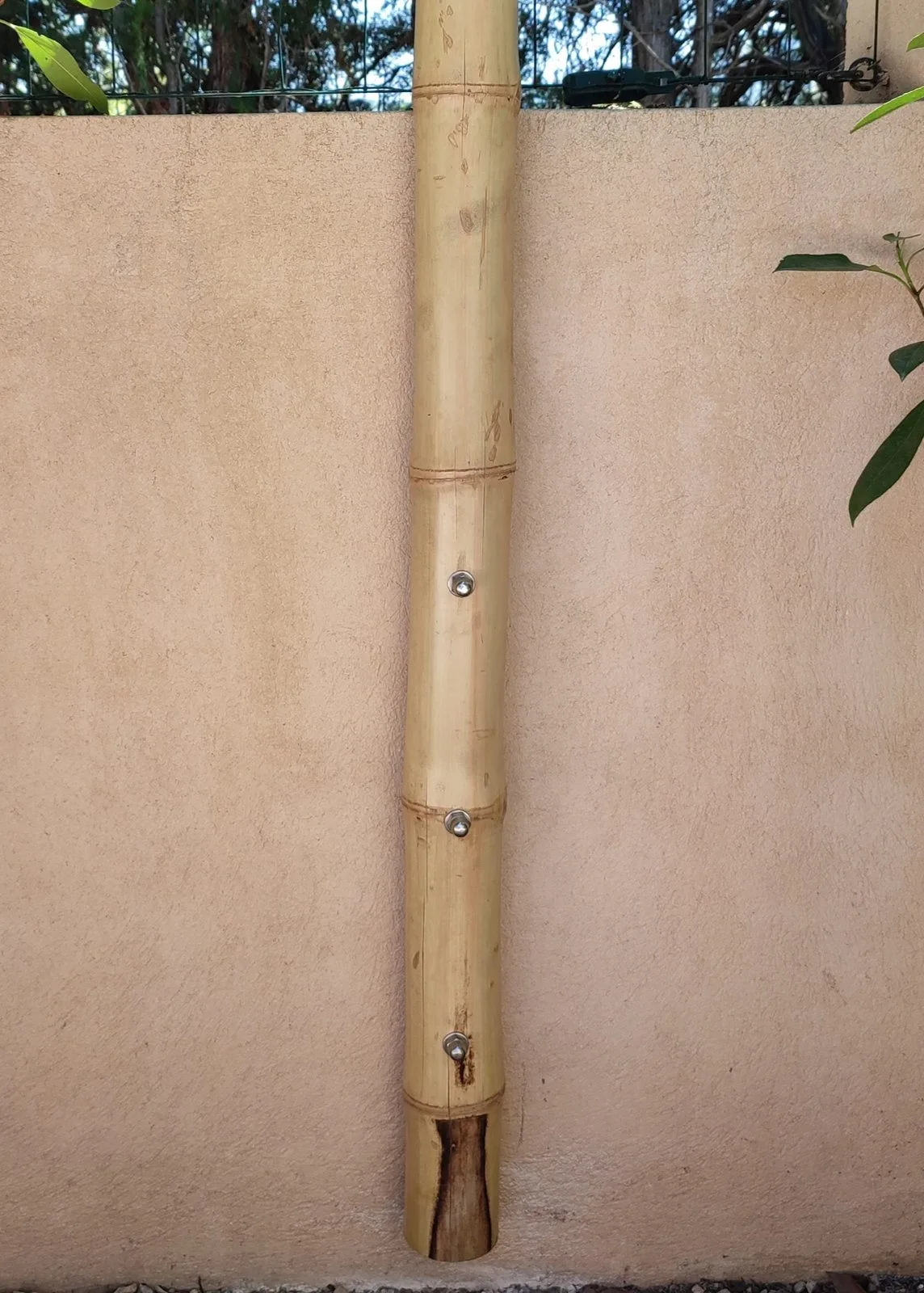 Main courante en bambou fixée au mur